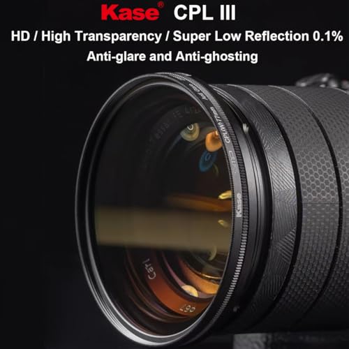 Kase 82mm CPL III Circular Polarizer Filter with Ultra-Low Reflectivity 0.1%, HD 28 Multi-Coated Optical Glass Ultra-Slim Polarizing Camera Lens Filter