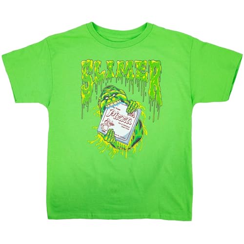 Ripple Junction Ghostbusters Frozen Empire Kids Short Sleeve Boys T-Shirt Slimer Glow in The Dark Green Large
