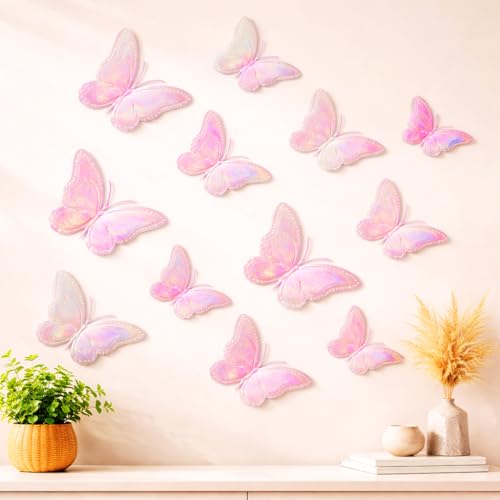 Image of CraftVatika 3D Butterfly Wall Stickers for Home Decor with Sticking Pads 12 Pieces | Golden DIY Butterfly Wall Decoration for Living Room Bedroom Kids Room Nursery | Home Decoration Ornament for Door