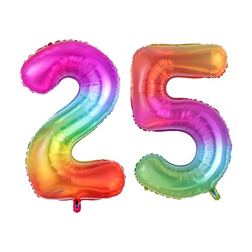 40inch Rainbow Jelly 25 Balloon Jumbo Foil Helium Number Balloons For Festival Anniversary Birthday Party Decorations (25)