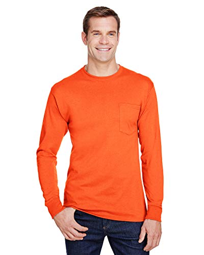 Camiseta de trabajo Hanes con bolsillo ropa laboral hombre manga larga transpirable