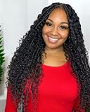 16 inch Goddess Locs Crochet Hair 8 Packs Bohemian Faux Locs With Curly Ends 8 Packs Goddess Faux Locs Crochet Hair for Black Women Boho Faux Locs Crochet Hair Pre-looped 1b