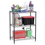 FDW 3-Shelf Adjustable,Storage Shelves Wire Shelving Shelving Unit Metal Shelves Storage Shelf,13' D x 23' W x 30' H,Black