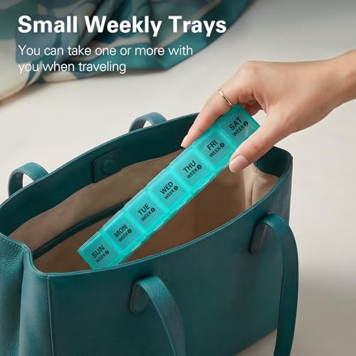 Image of BUG HULL Monthly Pill Organizer, Moisture-Proof Large 28 Days Pill Box with Removable 4 Weeks Pill Case Rows, Medicine Pill Organizer, Travel Pills Organizer with One Month Pill Container for Vitamin