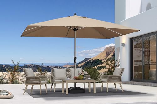 Image of PURPLE LEAF Patio Umbrella 9' x 11' Rectangle Tilt Sturdy Aluminum Taupe