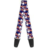 Buckle-Down Pulseira de guitarra Peanuts Astronaut Snoopy Walking Pose dispersa azul laranja, 5 cm de largura, Azul, 2' Wide - 29-54' Length
