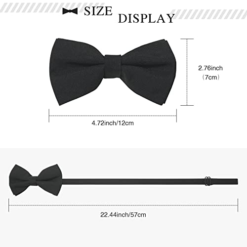 Welrog Bow Ties For Men Pre-Tied Men Bowtie Adjustable Solid Bowtie For For Adults(Black) #TOP1