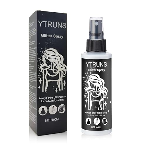 YTRUNS Long-Lasting Silver Glitter Spray for Hair, Body & Clothes | Multi-Use Shimmer Hairspray & Body Sparkle | Festival Rave, Stage Performance & Prom Accessories
