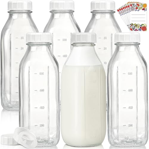 Liter Glass Milk Bottles w 100 Airtight Heavy Duty Screw Lid 6 Pack
