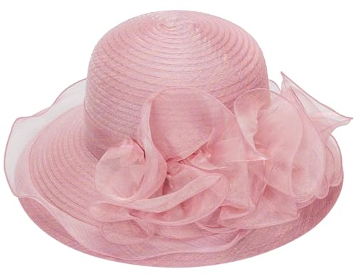 Wide-Brim-Organza-Hat Sun-Hat for Womens Foldable...