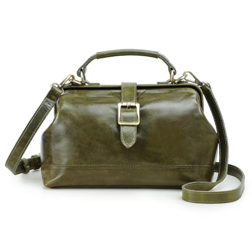 Image of CONTACTS Full Grain Leather Doctor Purse Bag for Women Top Handle Bag Vintage Handbag Shoulder Bag