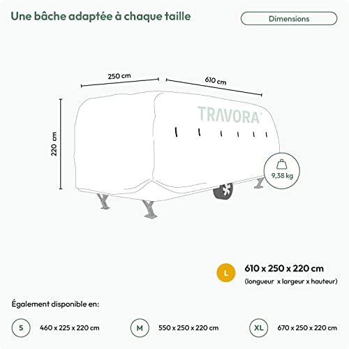 Housse caravane robuste 610 cm en textile multicouche haute densité - 3