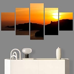 SIGNWIN 5 Panel Canvas Wall Art Landscape Ocean...