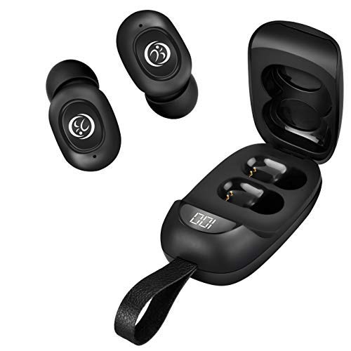 Mytrack Wireless Bluetooth Headphones with Deep Bass, Button Control Earbuds, IPX4 Water/Sweat Resistance, Digital Display Case, Earphones with Built-in Mic - (Black)