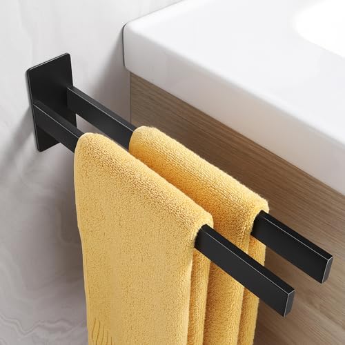 ALOCEO Handtuchhalter ohne Bohren Schwarz, Handtuchhalter Doppelt aus Edelstahl 304 für Bad und Küche