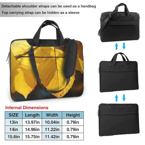 Bolso Maletín Laptop Unisex con Hojas Amarillas miniatura 4