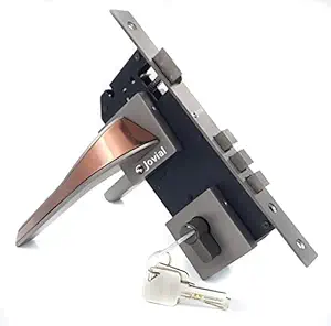 Jovial Luxurious Look Mortise Door Lock Handle Set/Mortise Lock with Brass Lock Body and 60mm Brass Cylinder Set with 3 Brass Computerised Key/Weather Proof (Grey Black and Rose Gold, CY-Orbit)