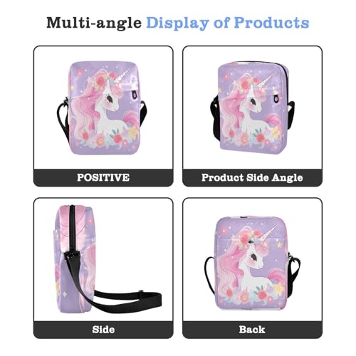 small messenger bag for women Crossbody Bags For Women Womens Purse Cross Body Adjustable Strap for Travel Travel- Purple unicorns Pink4
