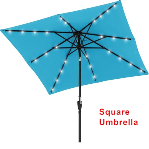 Image of ABCCANOPY Square Solar Led Patio Umbrellas 6.5FT x 6.5FT (Turquoise)