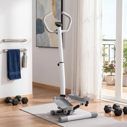Bicicleta Estática Stepper Casa Pantalla LCD Velocidad Ajustable Metal ABS Altura Ajustable 55x53x118-128cm Carga 100kg