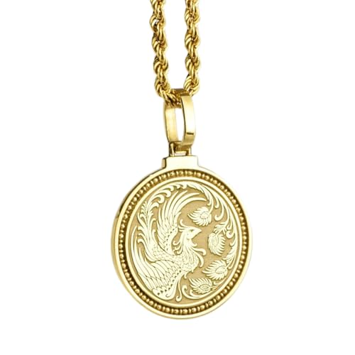 Collier pendentif rond argent 925 cœur plaqué or gravure japonaise