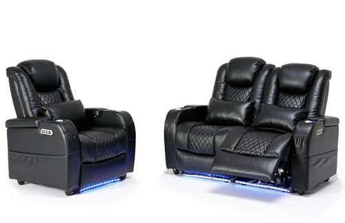 Power Recliner Sofa Set 7 Colors Ambient Lights，Recliner Couches for