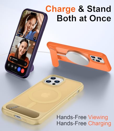 Image of Magnetic Compatible with iPhone 12 Case & iPhone 12 Pro Case, [Built-in Invisible Kickstand][Compatible with MagSafe][Military Grade Shockproof] Slim Translucent Matte Phone Case 6.1 inch