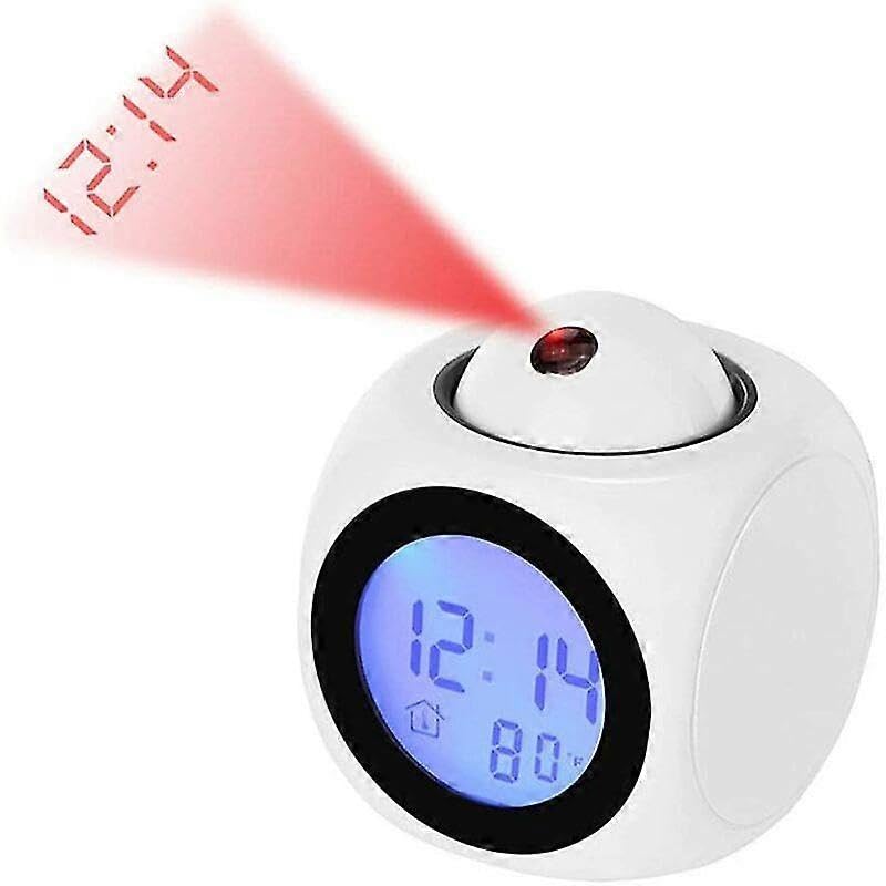 Horloge numérique à projection LED silencieuse avec alarme de plafond