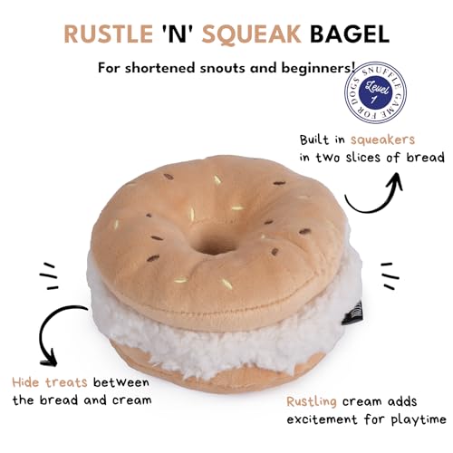 CHEWFFON Hund Plüsch Quietschspielzeug Interaktives Bagel Form Welpen Schnüffelspielzeug Niedlich Hund Puzzle Anreicherung Spielzeug Leckerli Puzzle für Kleine und Mittlere Hunde