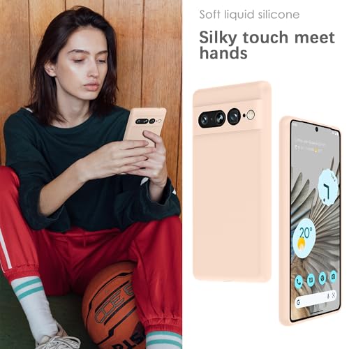 Image of YATWIN Silicone Back Case for Google Pixel 7 Pro, Soft-Touch Phone Back Cover for Google Pixel 7 Pro - Link Pink