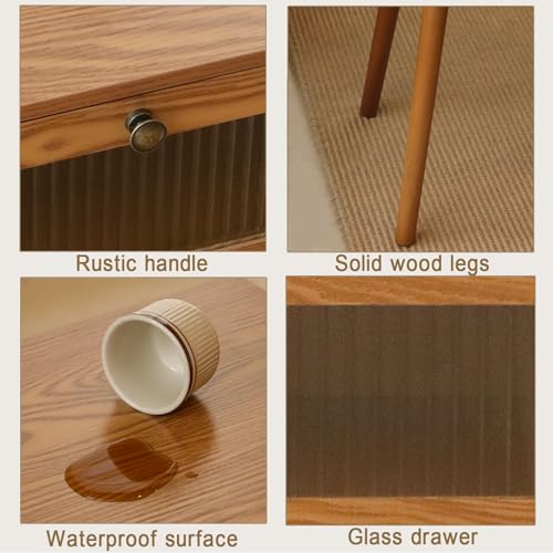 AWASEN Mid Century Modern Nightstand, Small Nightstand with Drawer, Side Table Bedroom End Table with Storage and Solid Wood Legs for Living Room and Small Space (Brown)