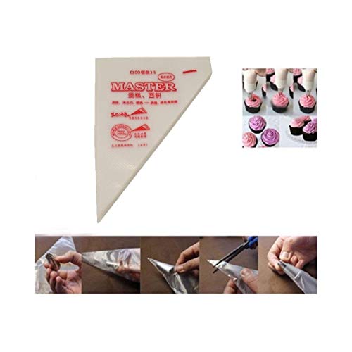 Image of 100 Pcs Polythene Icing Piping Cone for Decorating for Cream Cake Pastry Cupcake Decoration Reusable - Transparent (Pack of 100) (Small)
