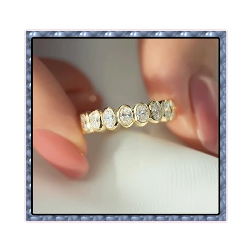 14K Gold Plated Ring 925 Sterling Silver Cubic Zirconia Wedding Ring Eternity Bands for Women Lover
