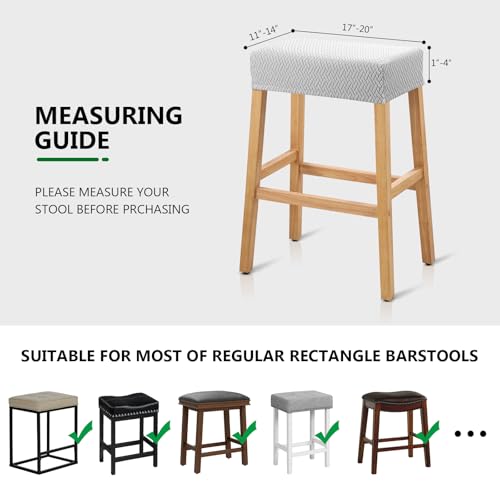Image of YISUN Stool Covers Rectangle - 4 Pack Stretch Waterproof Saddle Seat Cover Counter Bar Stools Bar Chairs Covers Kitchen Island Chairs Cushion Protector