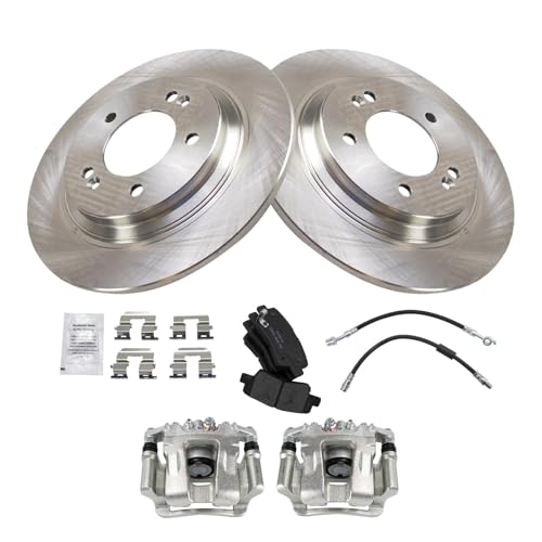 Image of TRQ Rear Brake Pad and Rotor Set Ceramic Calipers Compatible with 2014-2016 Kia Optima