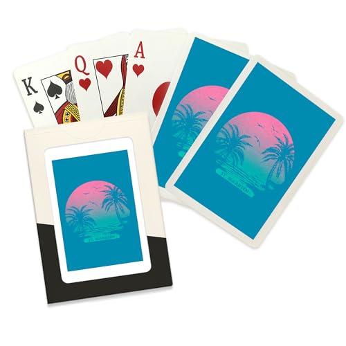 Lantern Press St Maarten, Sunset y Palmeras, 52 Naipes Poker