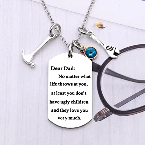 Pendant Dad Men Necklace Gifts Father's Day Birthday Appreciate Necklace Gifts For Dad Christmas Thanksgiving Father Jewelry Necklace Gifts Dad No Matter What Life Throws At You Stainless Steel #TOP2