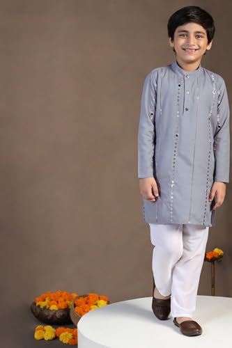 Image of Fashion Dream Boys Cotton Blend Geometric Kurta Payjama Set| Ethnic Set