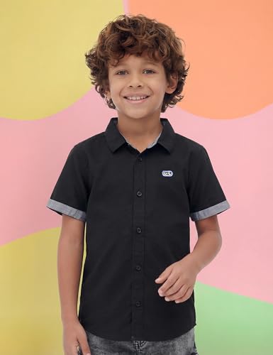 Image of Amazon Brand - Symbol Boys 100% Cotton Solid Casual Shirt | Half Sleeves | Regular Fit | Age 2-14 Years