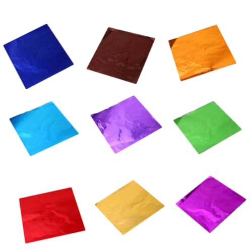 STOBAZA 900 Piezas Papel de Aluminio para Embalaje de Chocolate Papel de Envoltura Colorido Superficie Brillante Mezcla de Colores y Ecológico para Dulces y Fiestas