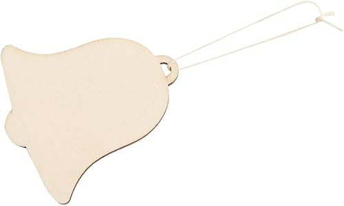 Miniatura 8 de EXCEART 20 adornos de campana de árbol de Navidad, formas de madera para manualidades, adornos colgantes de madera, adornos colgantes de madera,