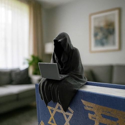 SpeakerMan Grim Reaper Mini Figurine Funny Halloween Decor for Coffee Fans Gothic Desk Statue 3D Printed Dark Humor Collectible for Office or Shelf (Programmer Grim Reaper)