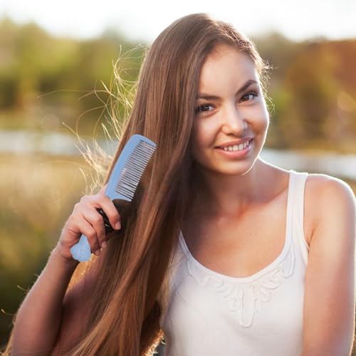 Traziewell Comb Set for Styling Men and Women with Handle Curly Combs Painless Smooth Hair Care Detangling Hairbrushes with Blue Personalised Mirror,SZ000508 - Image 6