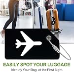 Lonimia 8 Balises de valises Valises de bagages en silicone Étiquettes pour les bagages de voyage Balises Inclut les cartes de nom avec couverture partielle de confidentialité et boucles en acier inoxydable pour une fixation sécurisée (noir)
