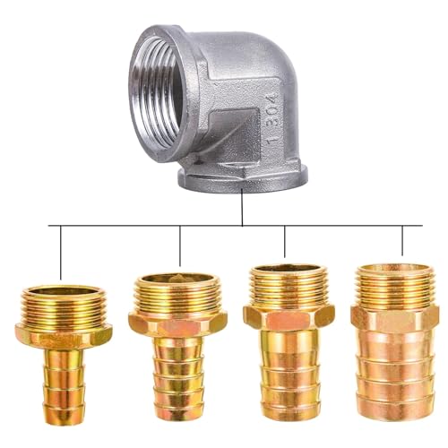 Conector de latón rosca hembra 1 pulgada codo manguera 32-16mm 4