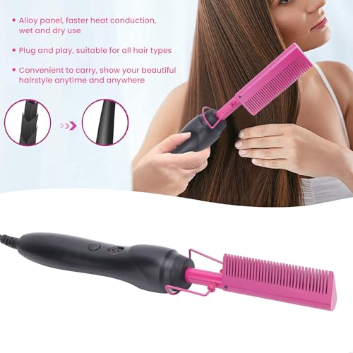 Plancha para el cabello y peine 2 en 1 LICAEVEY, calentamiento rápido, uso en cabello mojado y seco, con peine incorporado, temperatura ajustable, reduce el tiempo de peinado para uso en casa y viaje (enchufe EE.UU., 100 a 240 V) miniatura 4