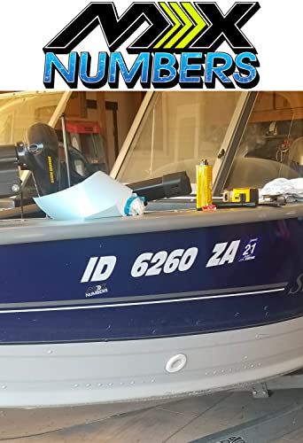 Pair Of Boat Registration Number & Letter Decals Set Of Two Custom Boat Hull Id Numbers & Letters | Custom Made For You | Choose Size, 17 Colors & 26 Fonts | Marine Vinyl (3.25" Height X 20" Wide) #TOP3