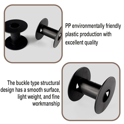 Image of 6 Pcs Plastic Spool 71mm Black Bobbin Round Ends Empty Thread Spools for Sewing Embroidery Yarn Ribbon DIY Crafts