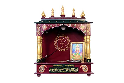 Templo de madera con bombilla LED y marco de fotos para altar de rezo