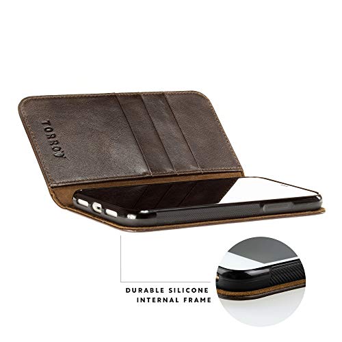 Torro Cell Phone Case Compatible With Apple Iphone 11 Pro Max Genuine Quality Leather Flip Cover With [Card Slots] [Horizontal Viewing Stand] [Durable Frame] 6.5 Inch 2019 Release (Dark Brown) #TOP5